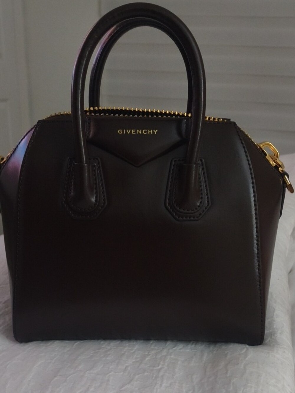 Givenchy Dark Brown Mini Leather Top-Handle Bag - Picture 2 of 9